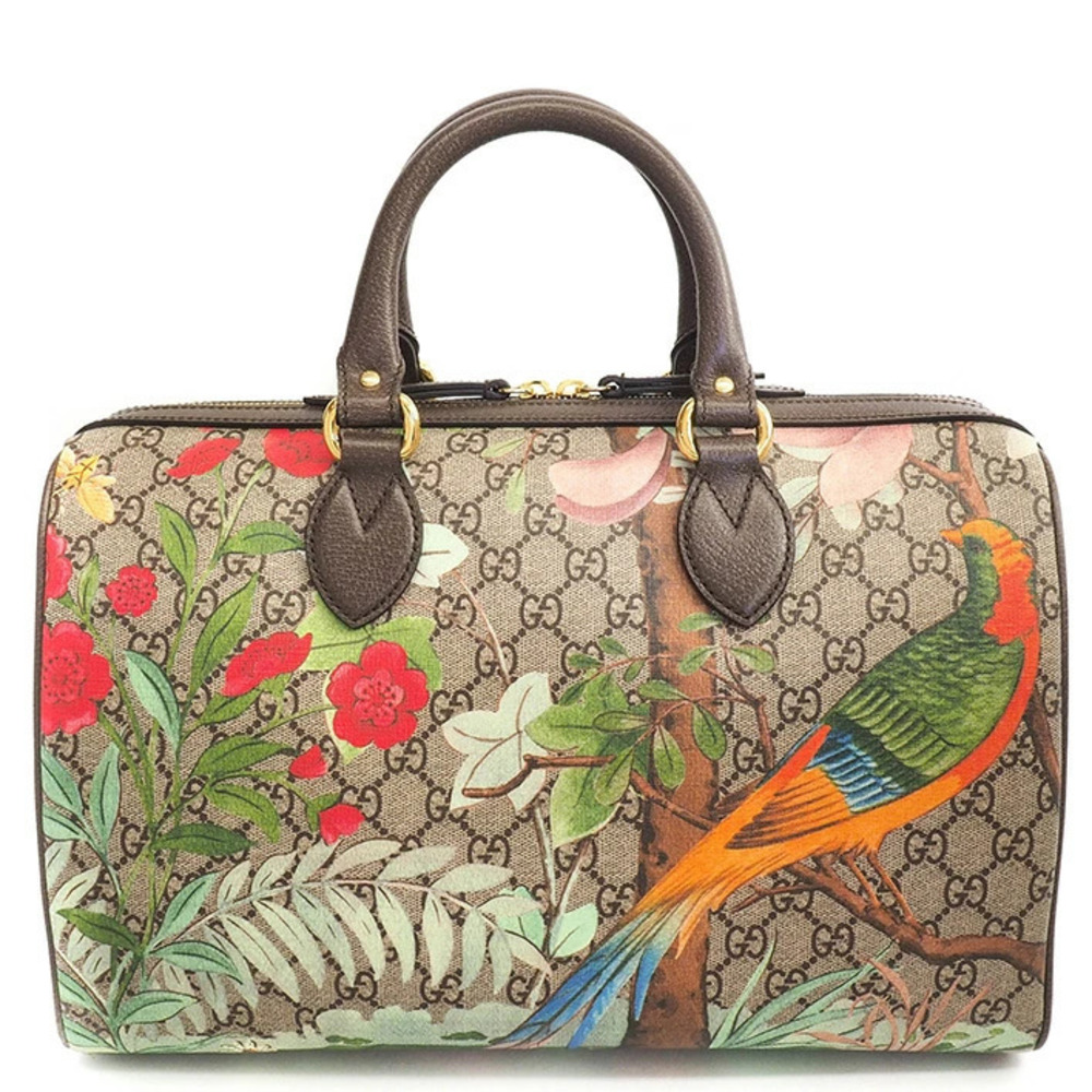 Gucci Boston Bag GG Floral Flower Flower Bird Handbag Supreme Tian Red Green
